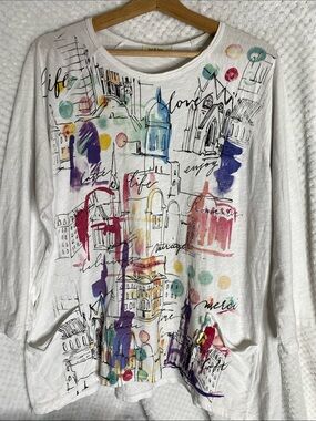 Jess & Jane long sleeves abstract graphic shirt